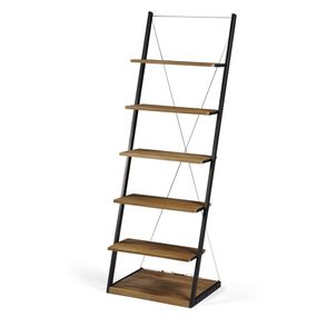 Estante Escada Queens cor Driftwood Estrutura em Aco Grafite 184cm - 64105
