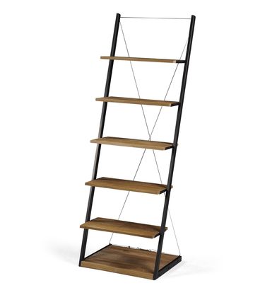 Estante Escada Queens cor Driftwood Estrutura em Aco Grafite 184cm - 64105