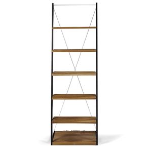 Estante Escada Queens cor Driftwood Estrutura em Aco Grafite 184cm - 64105