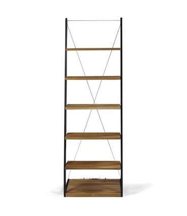 Estante Escada Queens cor Driftwood Estrutura em Aco Grafite 184cm - 64105