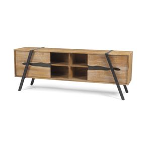 Rack Coliseu 2 Portas Driftwood com Base Aco Grafite 208cm - 64226