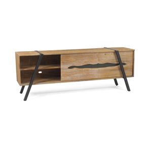 Rack Coliseu 2 Portas Driftwood com Base Aco Grafite 208cm - 64226