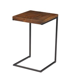 Mesa Lateral Polo Rustic Brown Base Aco Grafite 55cm - 41901
