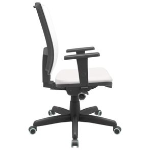 Cadeira Office Brizza Tela Branca Assento Vinil Branco Braços 3D com Base Standard 120cm - 64239