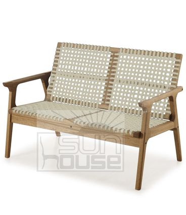 Sofá Trama 2 Lugares Madeira Stain Jatoba Corda Areia - 64373