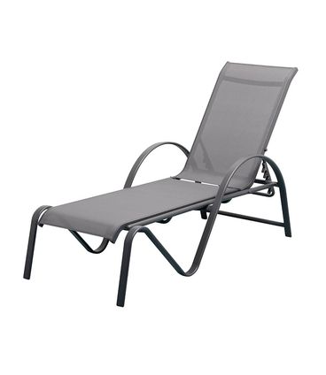 Espreguiçadeira Parati de Alumunio com Tela Mesh na Cor Grafiti - 64476