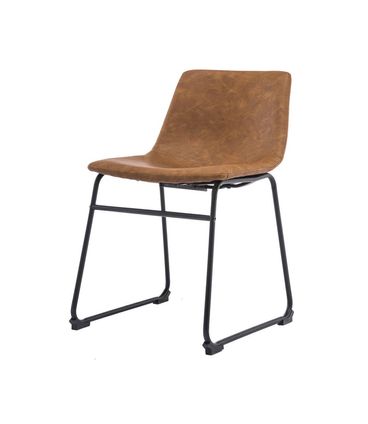 Cadeira Turtle Assento Courino Marrom com Base Aco Preto - 49697