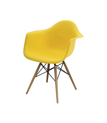 Cadeira Eames Eiffel com Braco Polipropileno Amarelo Base Madeira - 44913