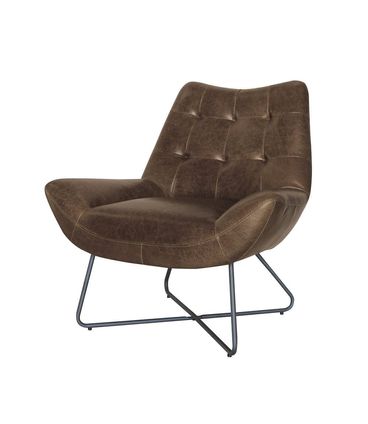 Poltrona Canela Courino Marrom Base Preta 89cm - 62904