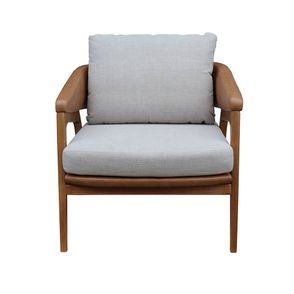 Poltrona Zara cor Cinza e Caramelo com Base Amendoa - 62374