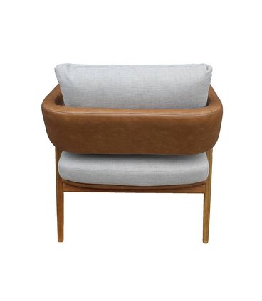 Poltrona Zara cor Cinza e Caramelo com Base Amendoa - 62374