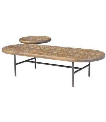 Mesa Centro Deck Tampo Driftwood Base Grafite 125cm - 64423