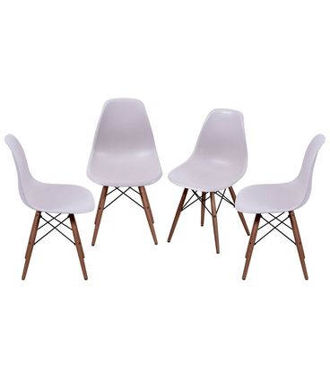 Kit com 4 Cadeiras Eames Polipropileno Base Madeira na Cor Cinza - 64563
