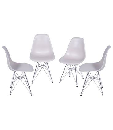 INATIVO Kit com 4 Cadeiras Eames Policarbonato com Base Cromada na Cor Fendi  - 64543