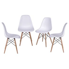 Kit com 4 Cadeiras Eames Polipropileno Base Madeira na Cor Fendi - 64564