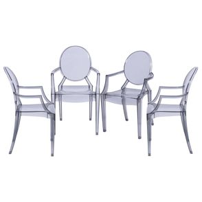 Kit com 4 Cadeiras Louis Ghost com Braco Incolor - 64621