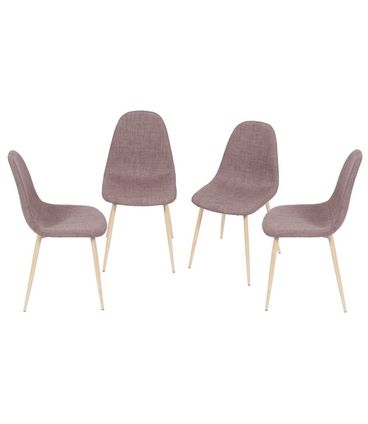 Kit com 4 Cadeiras Robin Linho Base de Metal com Pintura de Madeira na Cor Marrom - 64637