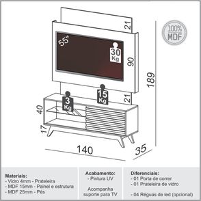 Home Egeu cor Off White com Nobre 140cm - 64646