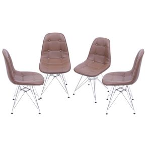 Kit com 4 Cadeiras Eames Botone Cafe Base Cromada - 64650