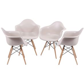 Kit 4 Cadeiras Eames com Braco Fendi Base em Madeira - 64682