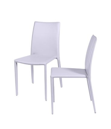 Kit com 2 Cadeiras Bali Estofada Couro Ecologico Branca - 64701