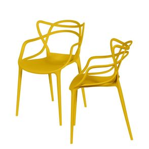 Kit com 2 Cadeiras Master Allegra Polipropileno na Cor Amarela  - 64717