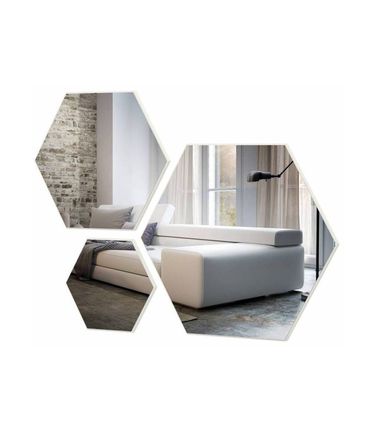 Conjunto de 3 Espelhos Hexagonos Logus cor Off White - 64735