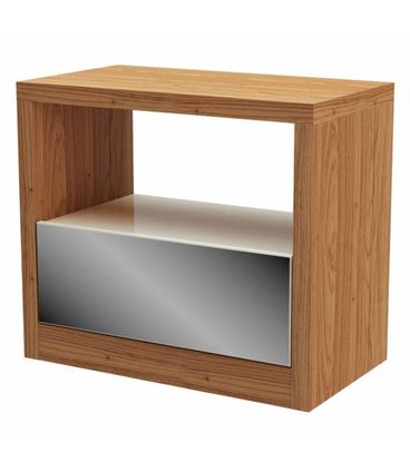Mesa de Cabeceira Kiev com 1 Gaveta Espelhada cor Freijo com Off White - 64746