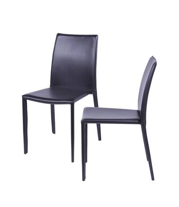 Kit com 2 Cadeiras Bali Estofada Marrom em Couro Ecologico - 64764