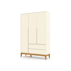 Roupeiro Nature Clean com 3 Portas na Cor Off White com Base Eco Wood 132 cm - 63034
