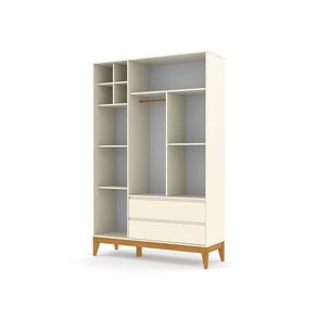 Roupeiro Nature Clean com 3 Portas na Cor Off White com Base Eco Wood 132 cm - 63034