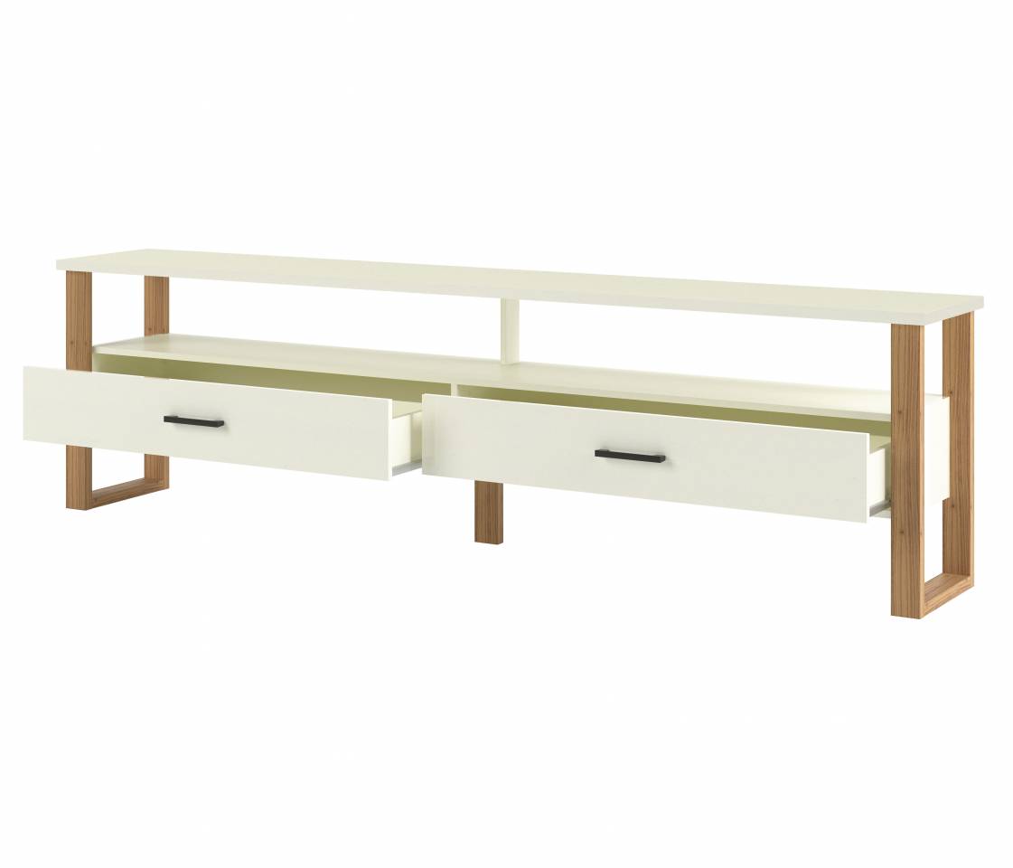 Rack-Edmonton-2-Gavetas-na-cor-Off-White-com-Freijo-220cm---64586