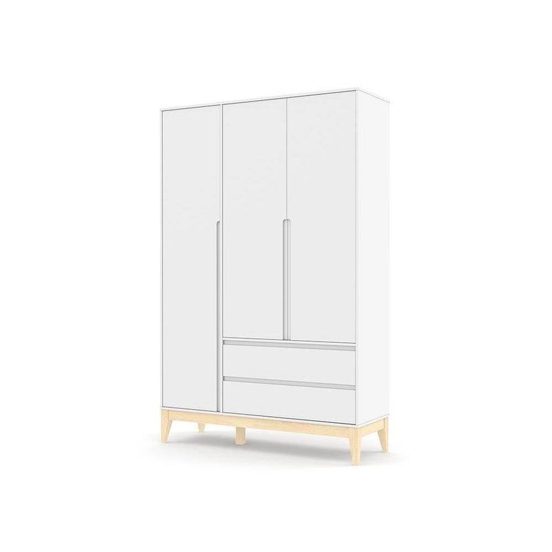 RoupeiroNatureCleancom3PortasnaCorBrancoSoftcomBaseNatural132cm57564