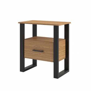 Mesa de Cabeceira Aracati 1 Gaveta na cor Freijo com Preto Fosco 60cm - 64285