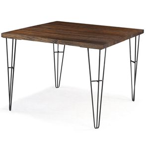 Mesa de Jantar Bronx Quadrada Rustic Brown Base Aco Grafite 100cm - 64902