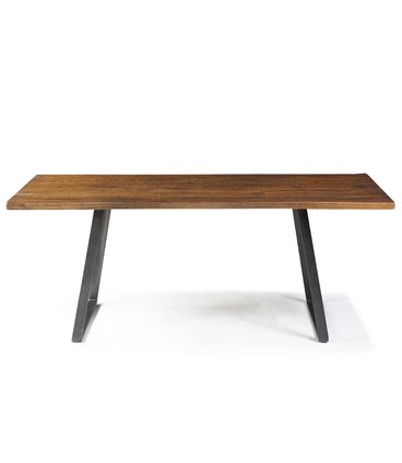 Mesa Jantar Boston Cor Rustic Brown Base Aco Grafite 190cm - 64915