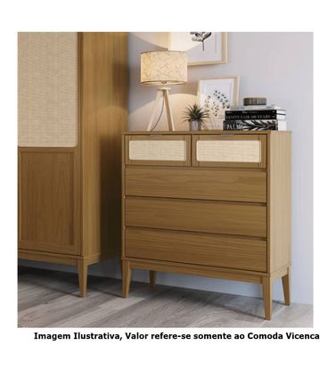 Comoda Vicenca 5 Gavetas cor Mel 90cm - 65140