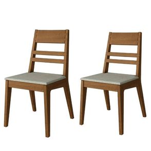 Conjunto 2 Cadeiras Aton Assento Linho Cinza Base Garapa - 65294