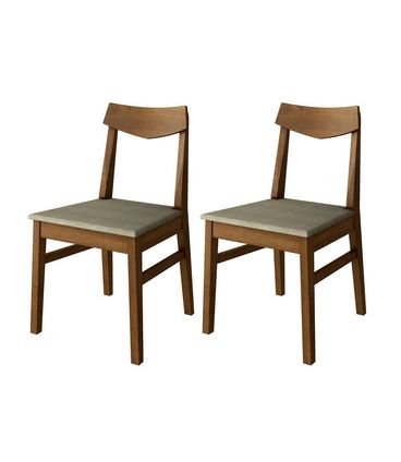 Conjunto 2 Cadeiras Funchal Assento Linho Cinza Base Garapa - 58897