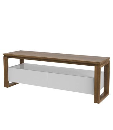 Rack Kiran 2 Gavetas Branco com Garapa 140cm - 65302