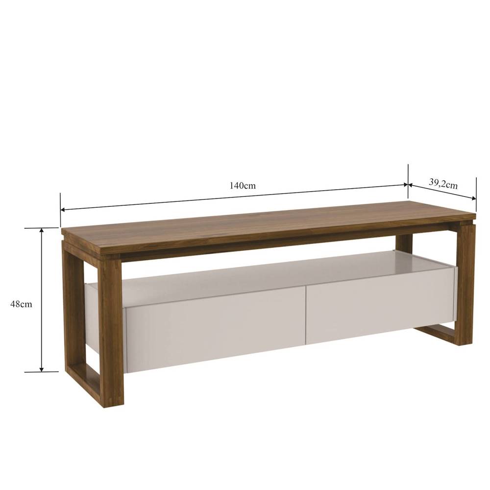 Rack-Kiran-2-Gavetas-Branco-com-Garapa-140cm---65302