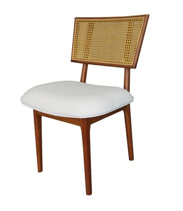 Cadeira Sun Sextavada com Assento Bege e Base Champanhe - 55426