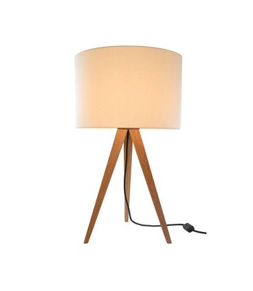 Luminária de Mesa Shanti Madeira Jequitibá Cúpula Linho Off White 60cm - 65112