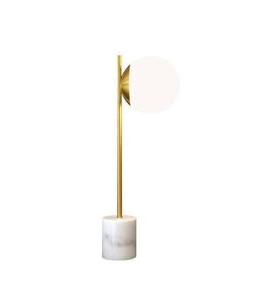 Luminária de Mesa Gloob Aço Dourado Escovado com Mármore Branco 20cm - 65452