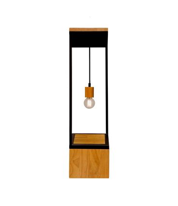 Luminária de Mesa Pend Madeira Jequitibá Estrutura Preto Fosco 15cm - 65458