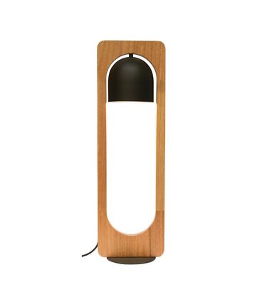 Luminária de Mesa Alteza Jequitibá Natural Cúpula Alumínio Preta 25cm - 65461