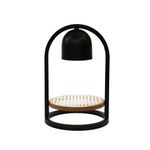 LuminariadeMesaAdolfMadeiraJequitibaNaturalCupulaAluminioPreto30cm65468