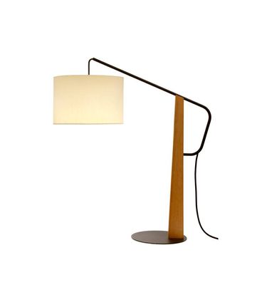 Luminária de Mesa Pucon Aço e Madeira Cúpula Linho Off White 25cm - 65473