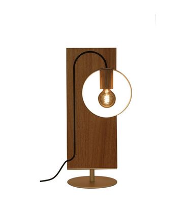 Luminária de Mesa Tallinn Aço Madeira Jequetibá Natural 25cm - 65475