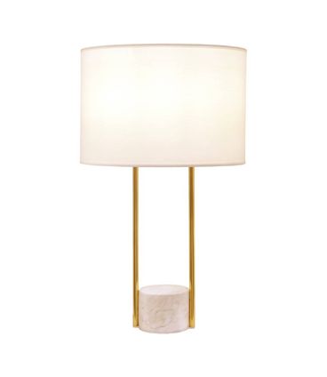 Luminária de Mesa Edim Mármore Branco Aço Dourado Escovado 67cm - 65480